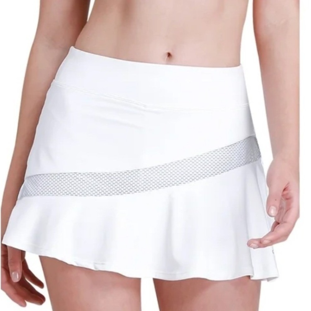 CAMEL CROWN Athletic Tennis Skirt White Mesh Skort Pocket‎ Women Size Small